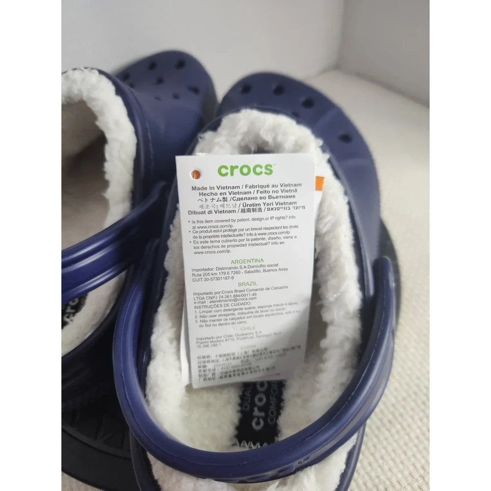 NWT Baya Sherpa Lined Crocs Clog Relaxed‎ Fit Navy Men's 7 Womens 9 Authentic